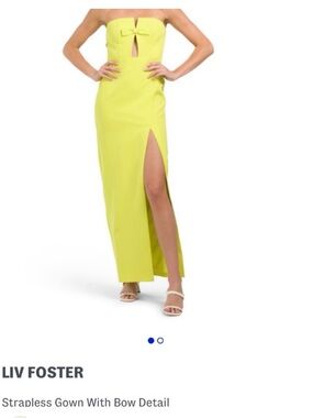 Liv Foster Strapless Yellow Bow-Detail Gown